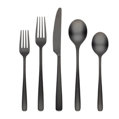 Rise Black Satin 20-Piece Flatware Set