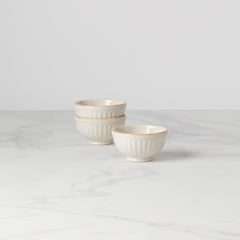 French Perle Groove White Mini 3-Piece Bowl Set