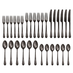 Mirabella Gunmetal Satin 30-Piece Flatware Set