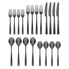 Rise Black Satin 20-Piece Flatware Set