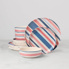 24 Seven Melamine Stripe 12-Piece Dinnerware Set